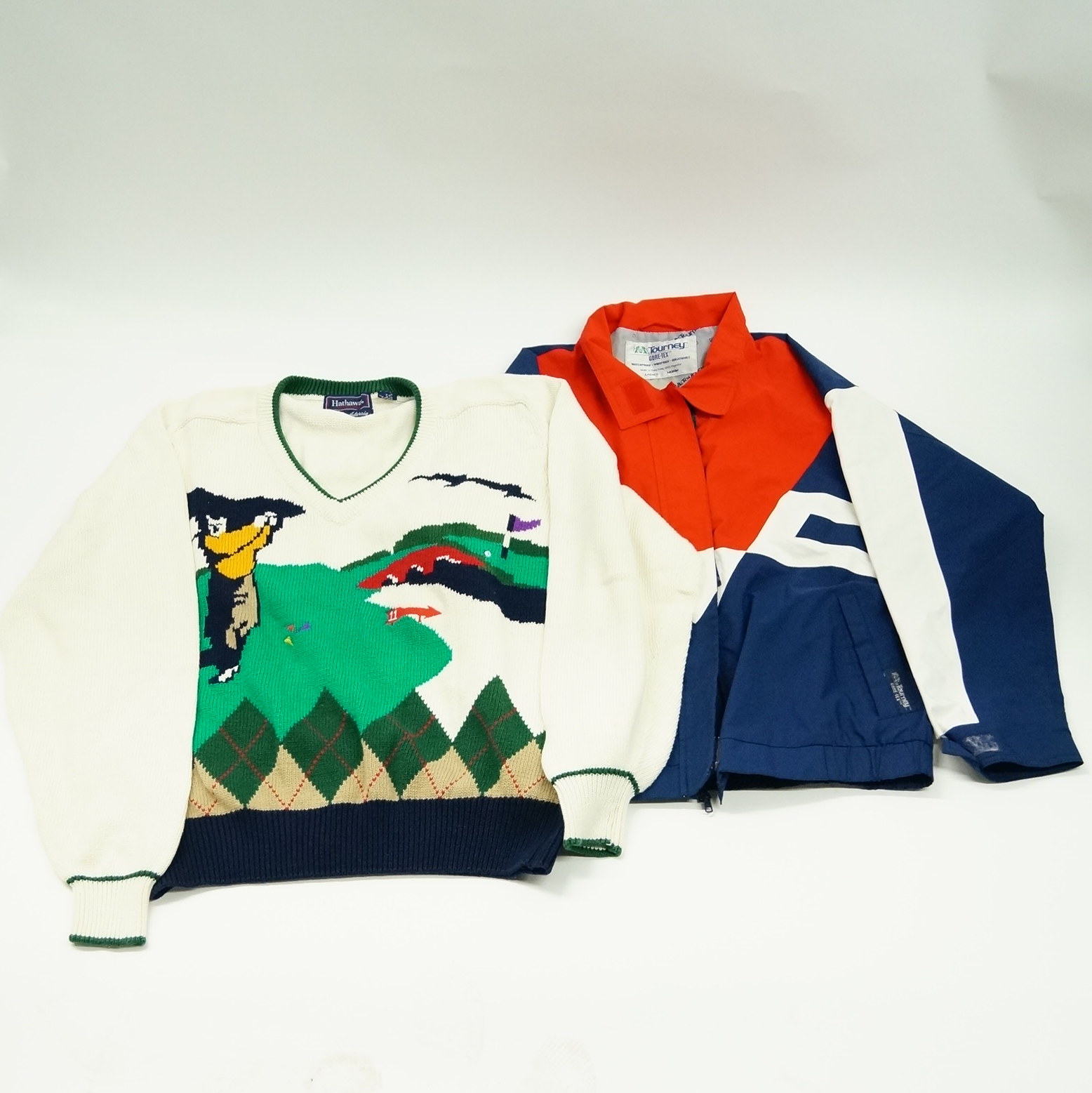 Hand Knit Golf Sweater and Gore-Tex Tourney Jacket