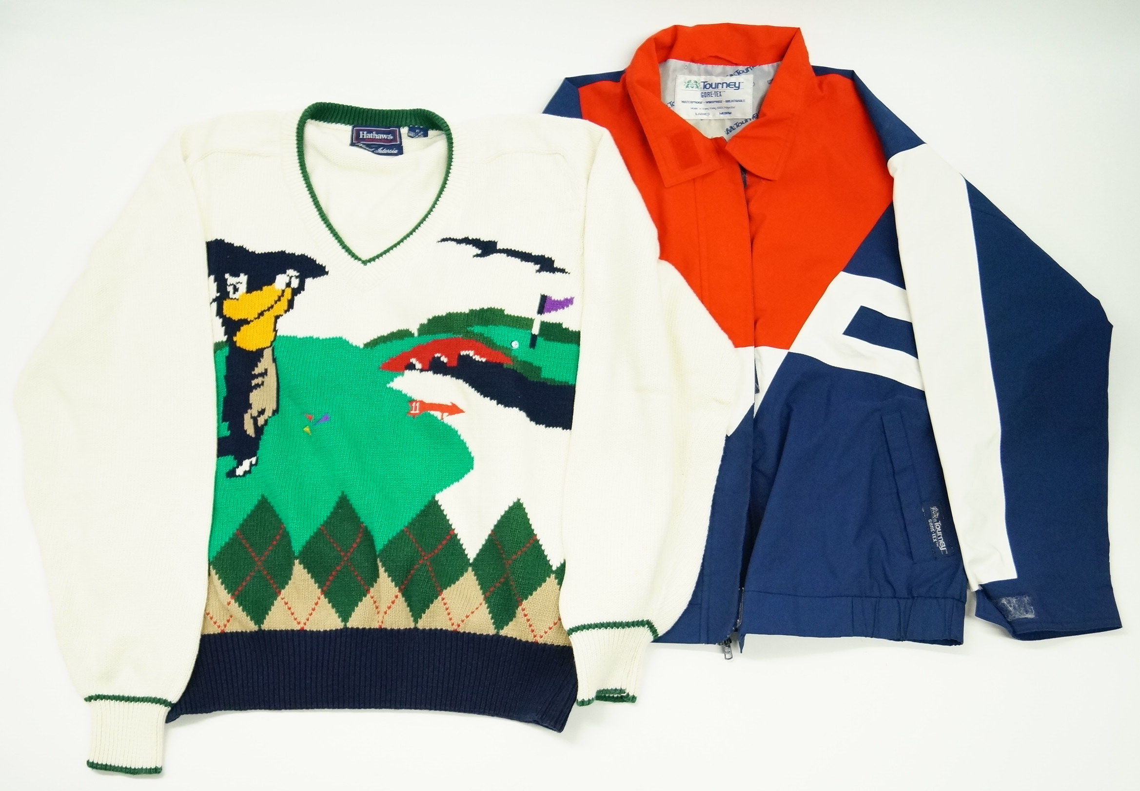 Hand Knit Golf Sweater and Gore-Tex Tourney Jacket