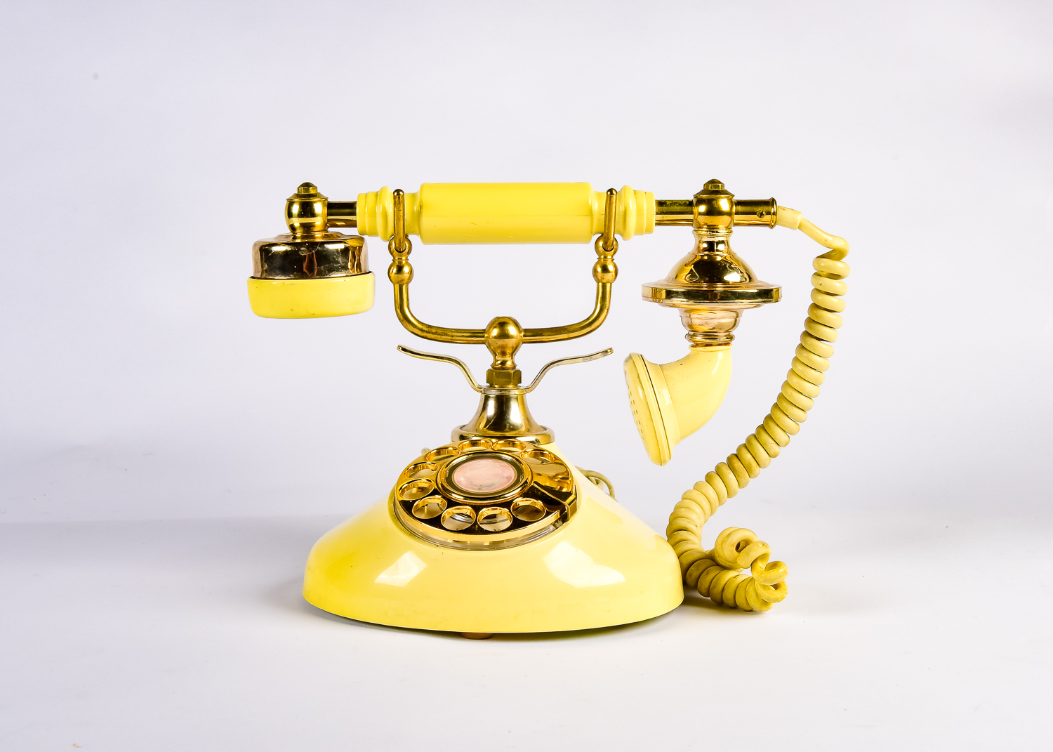 Vintage Yellow Rotary Dial Telephone