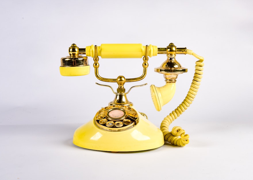 Vintage Yellow Rotary Dial Telephone