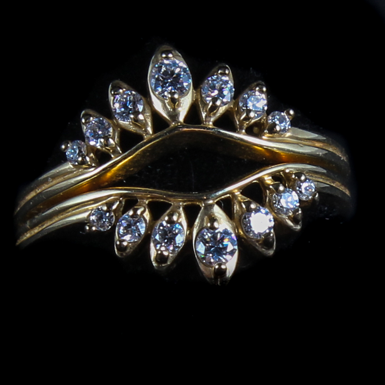 Pair Diamonique Gold Rings