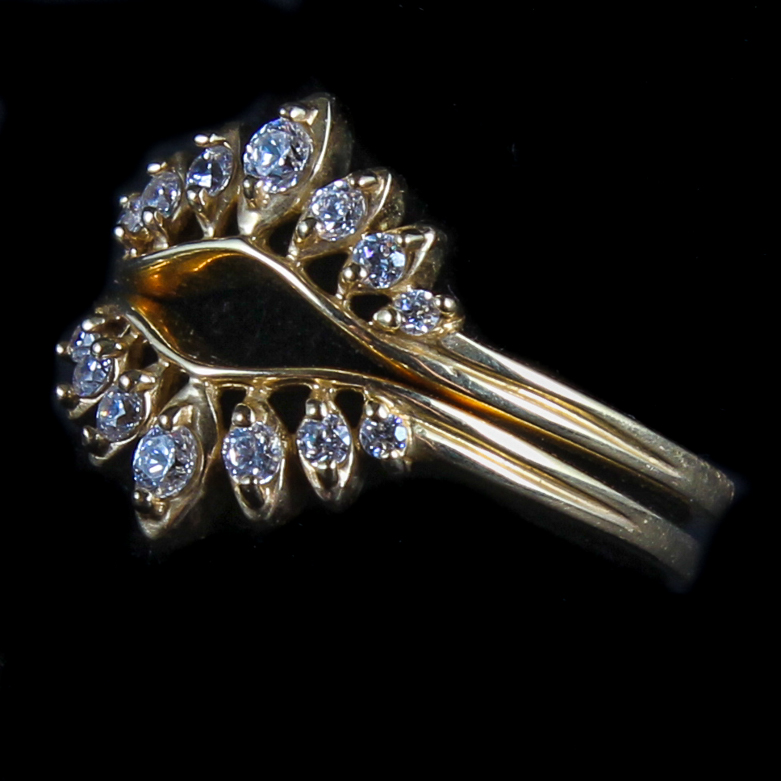 Pair Diamonique Gold Rings