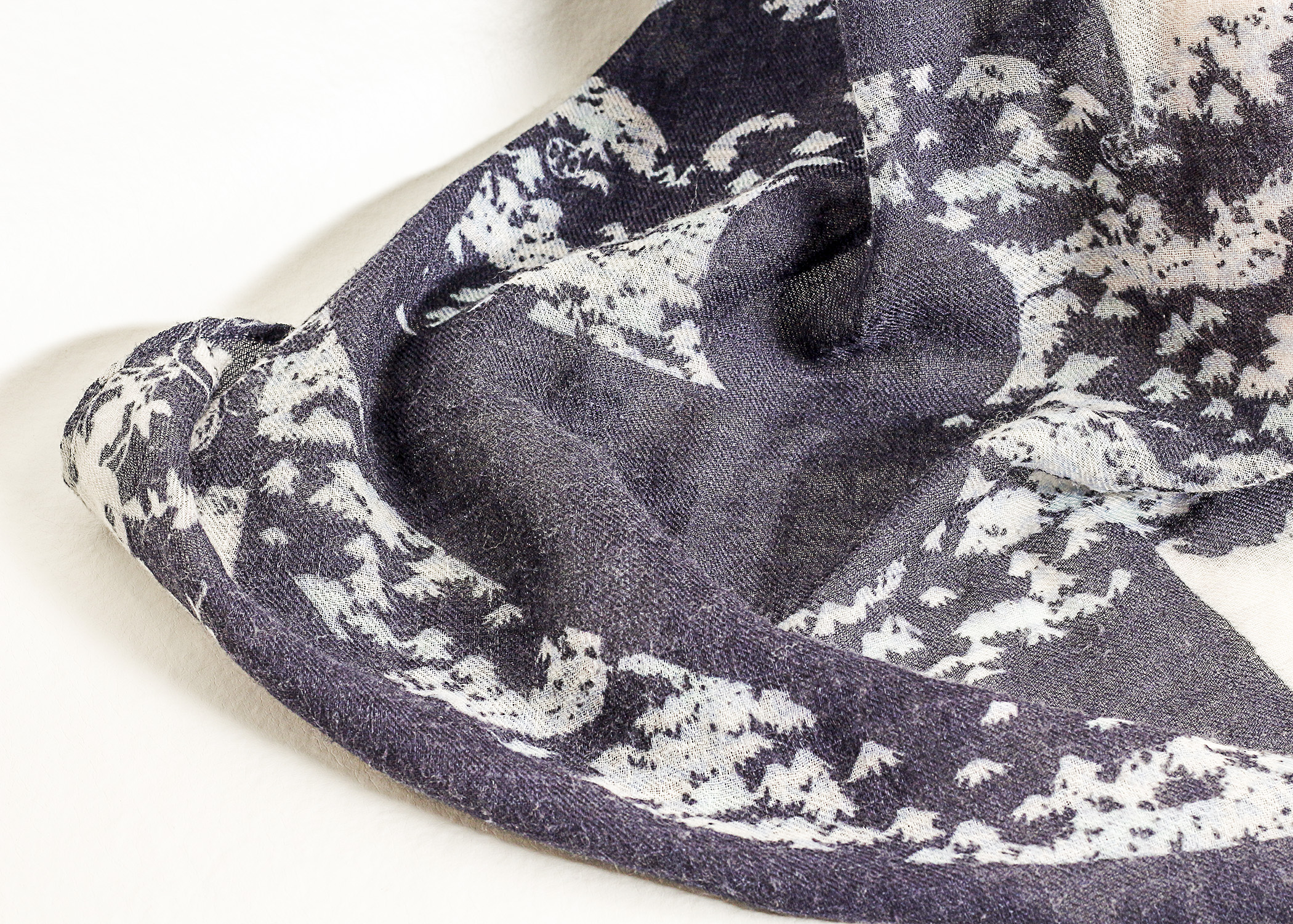 Blue and Grey Tory Burch Logo Scarf