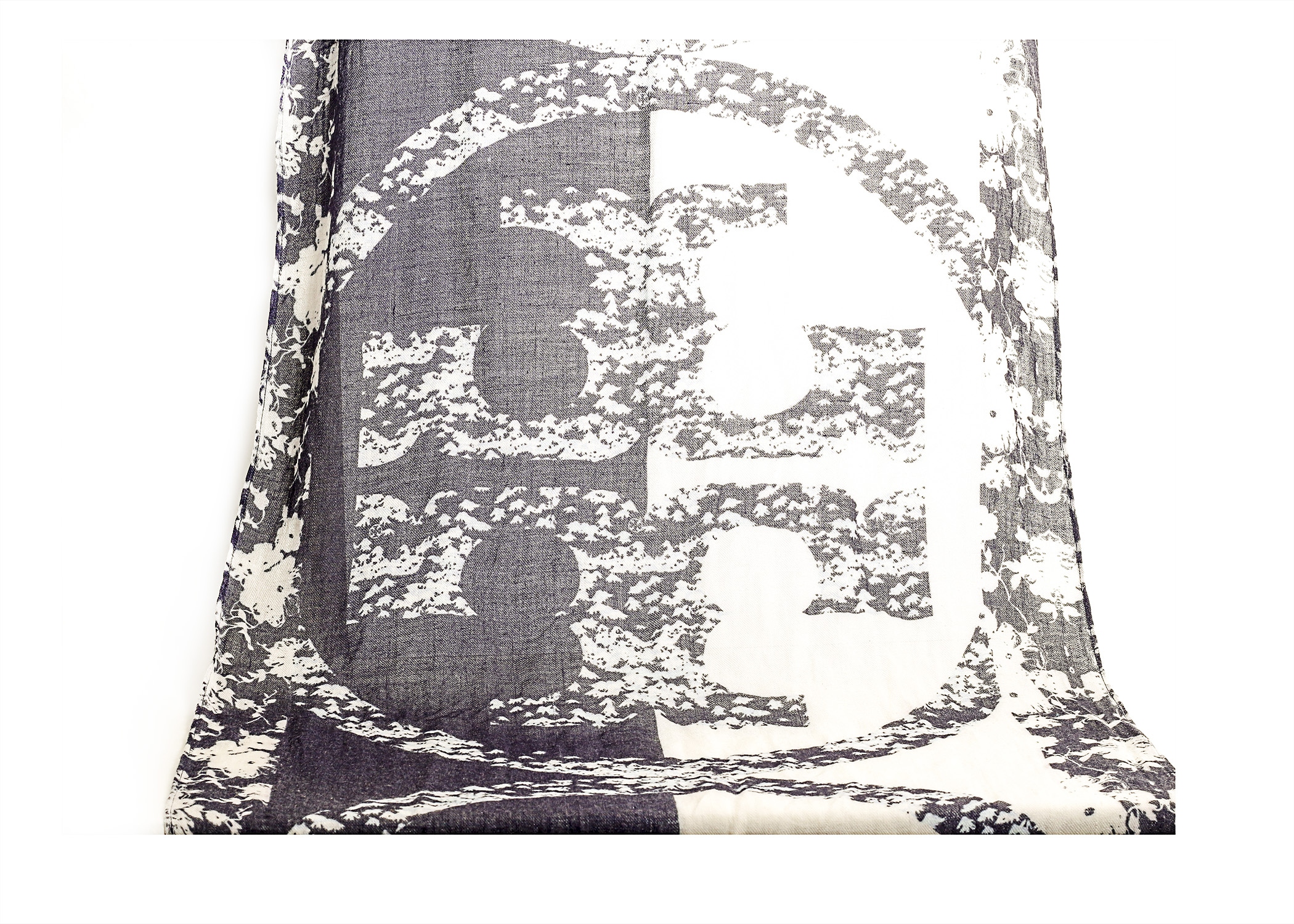 Blue and Grey Tory Burch Logo Scarf