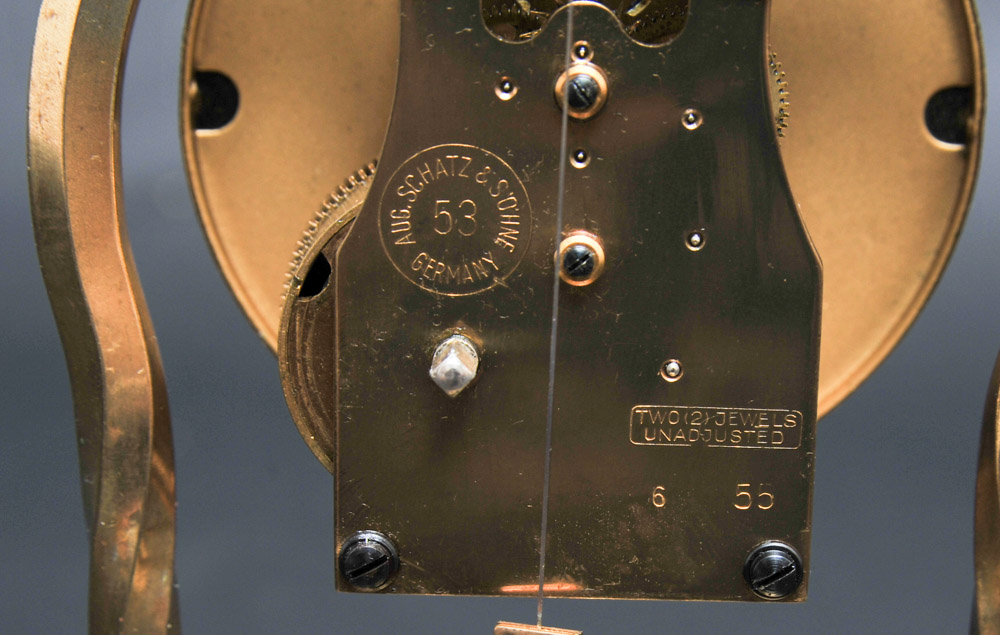 Vintage Original Schatz Brass Torsion Pendulum Clock