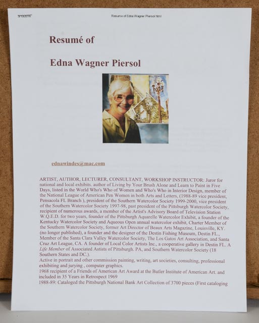 Edna Wagner Piersol Original Watercolor
