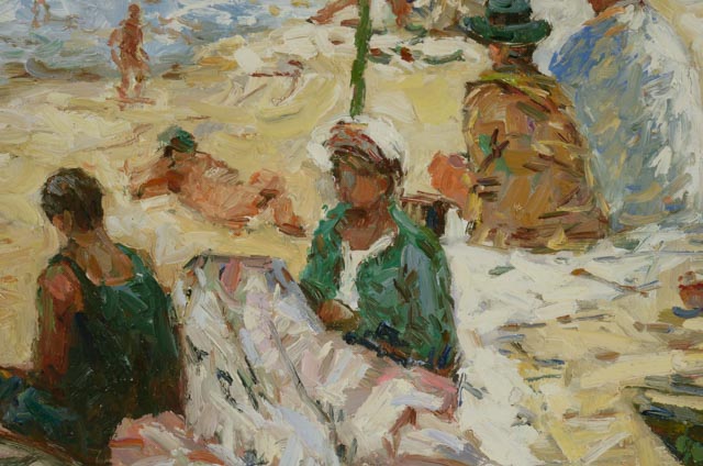 L. Williams Original Oil on Canvas Impressionist Beach Scene