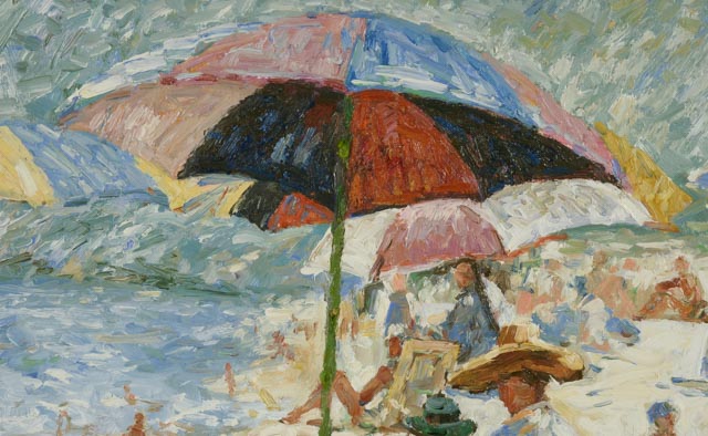 L. Williams Original Oil on Canvas Impressionist Beach Scene