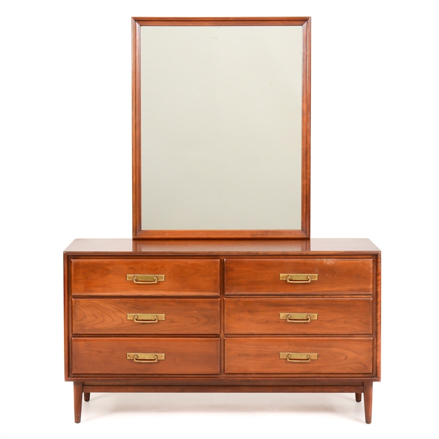 Mid Century Modern Heywood Wakefield Cherry Dresser with Mirror