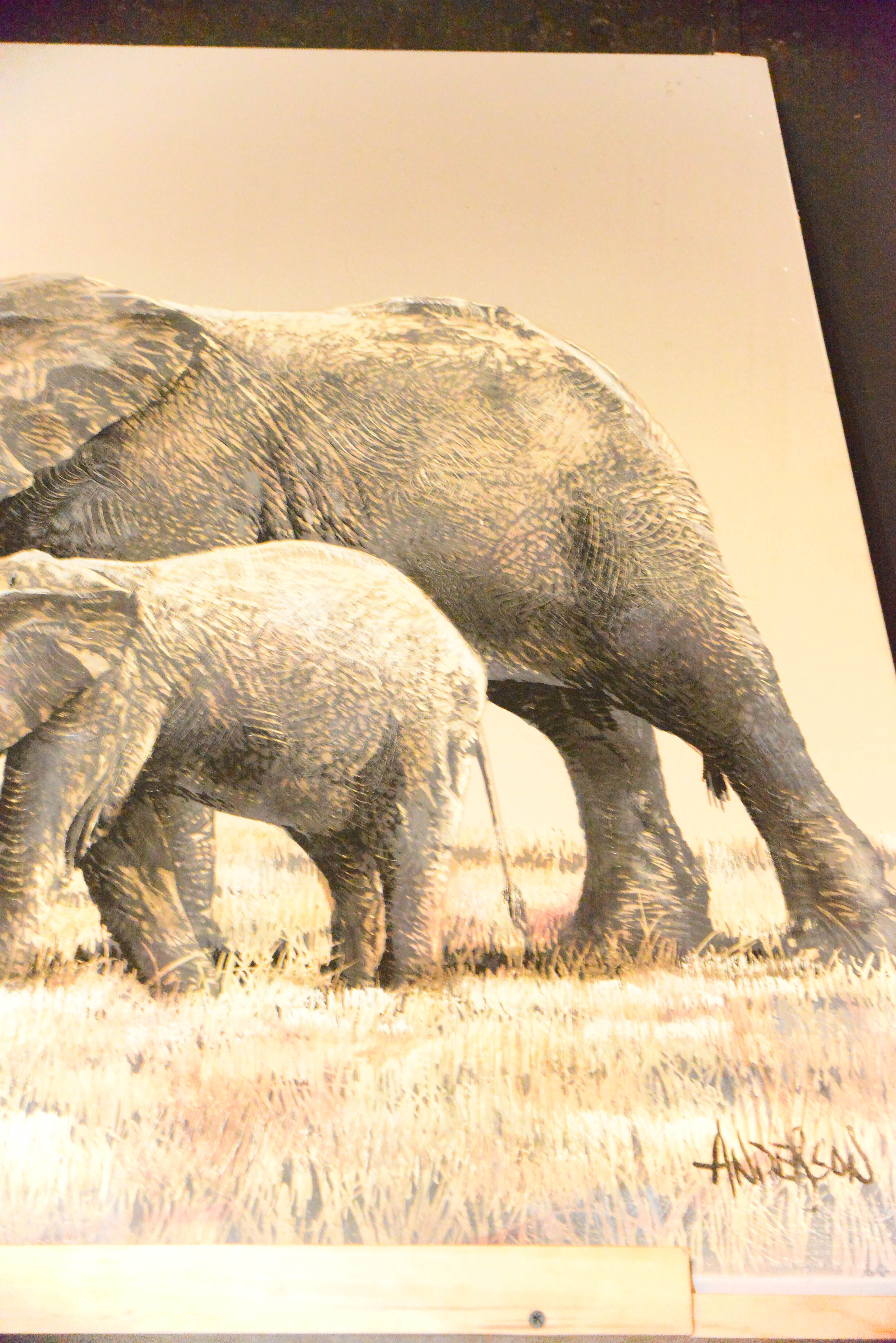 Oil on Canvas Titled "Elephant Walk" signed by Anderson