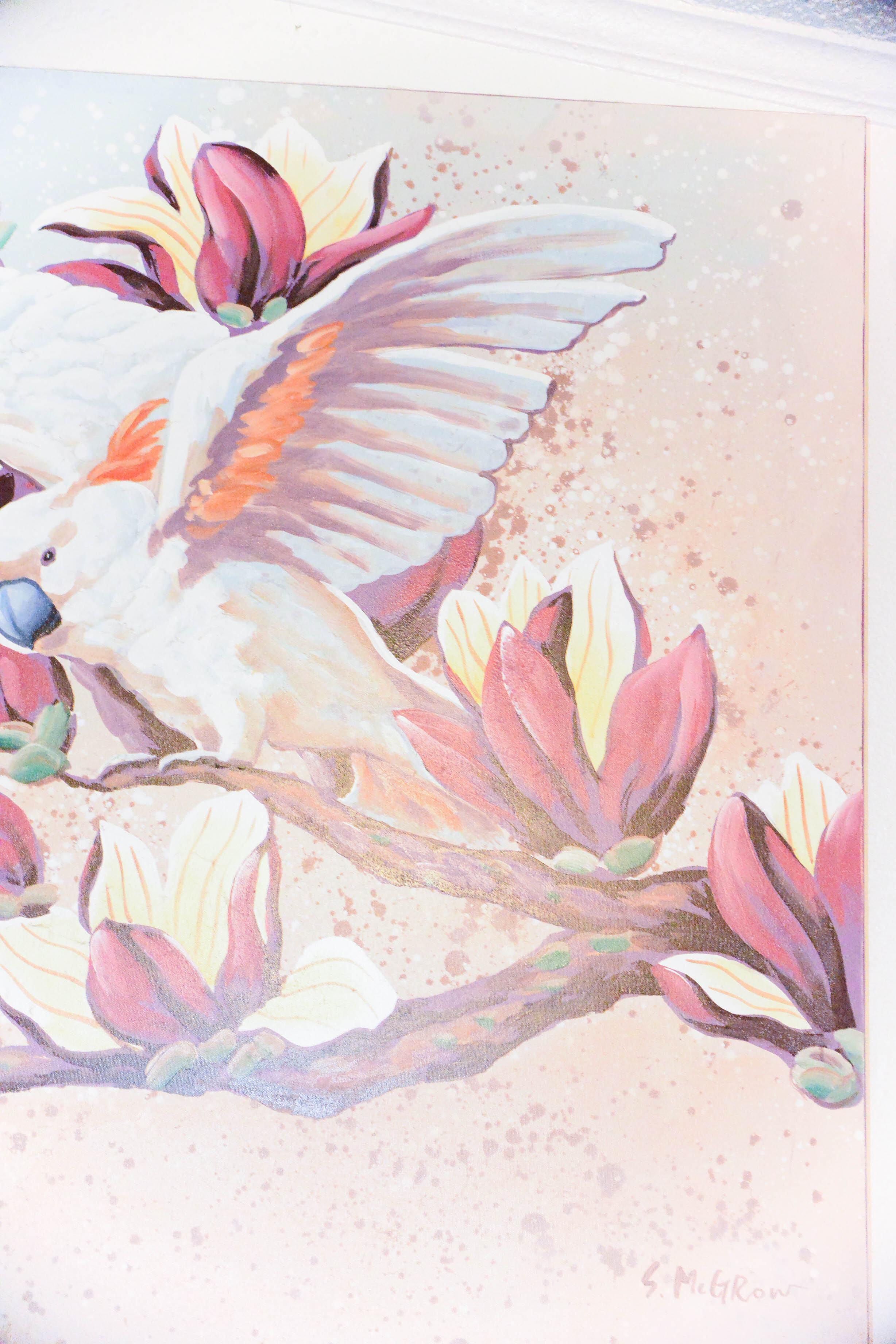 Oil on Canvas Titled "The Cockatoos" Signed by S. McGrow