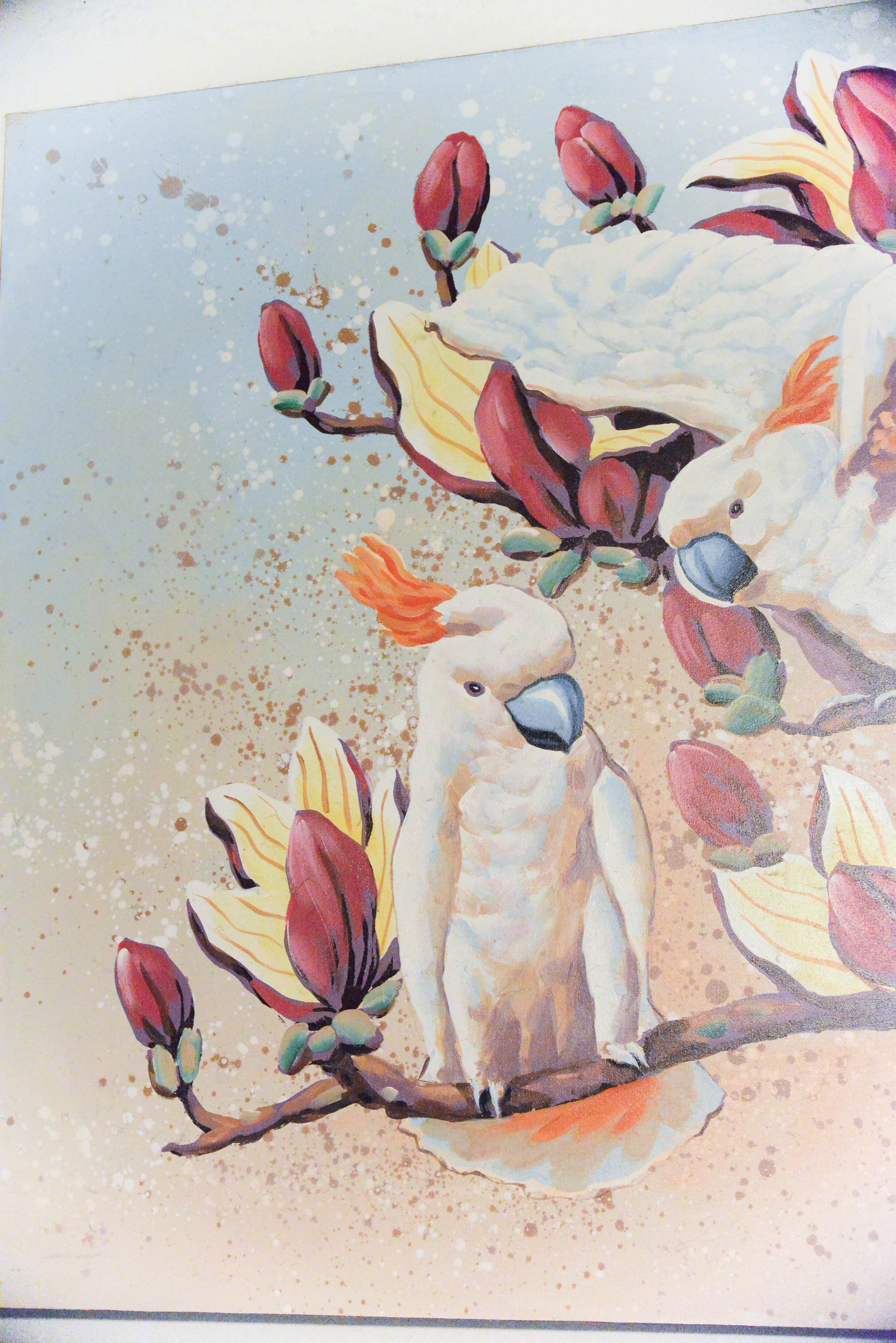 Oil on Canvas Titled "The Cockatoos" Signed by S. McGrow