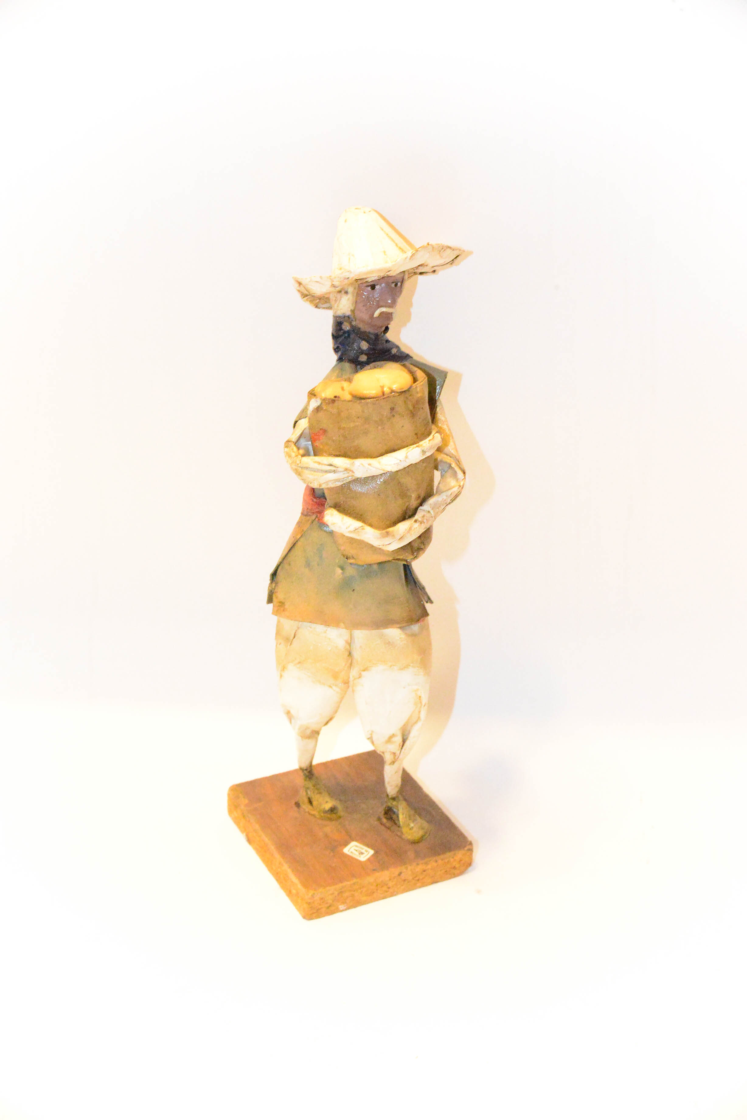 Vintage Folk Art Mexican Paper Mache Peasant Statues