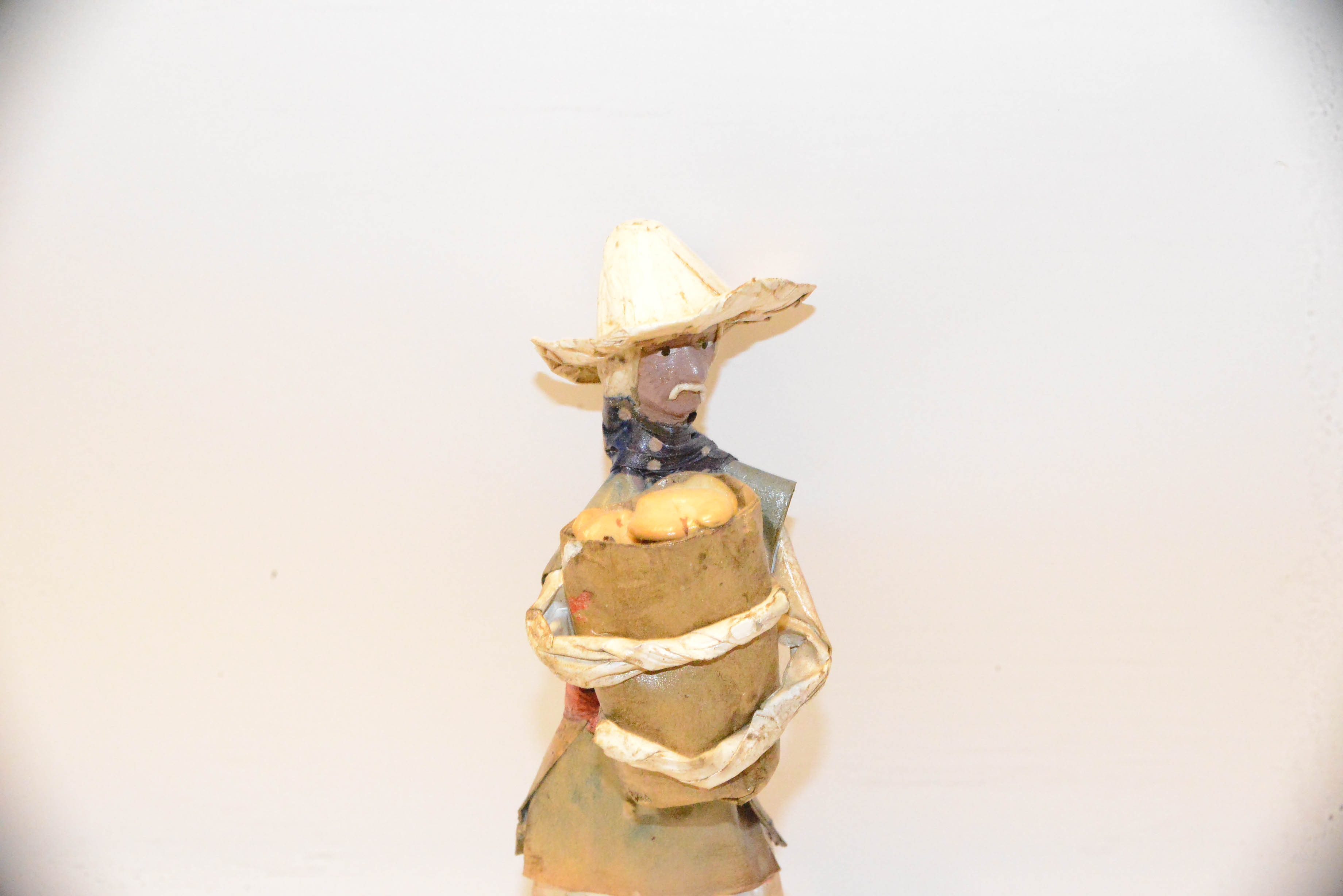 Vintage Folk Art Mexican Paper Mache Peasant Statues