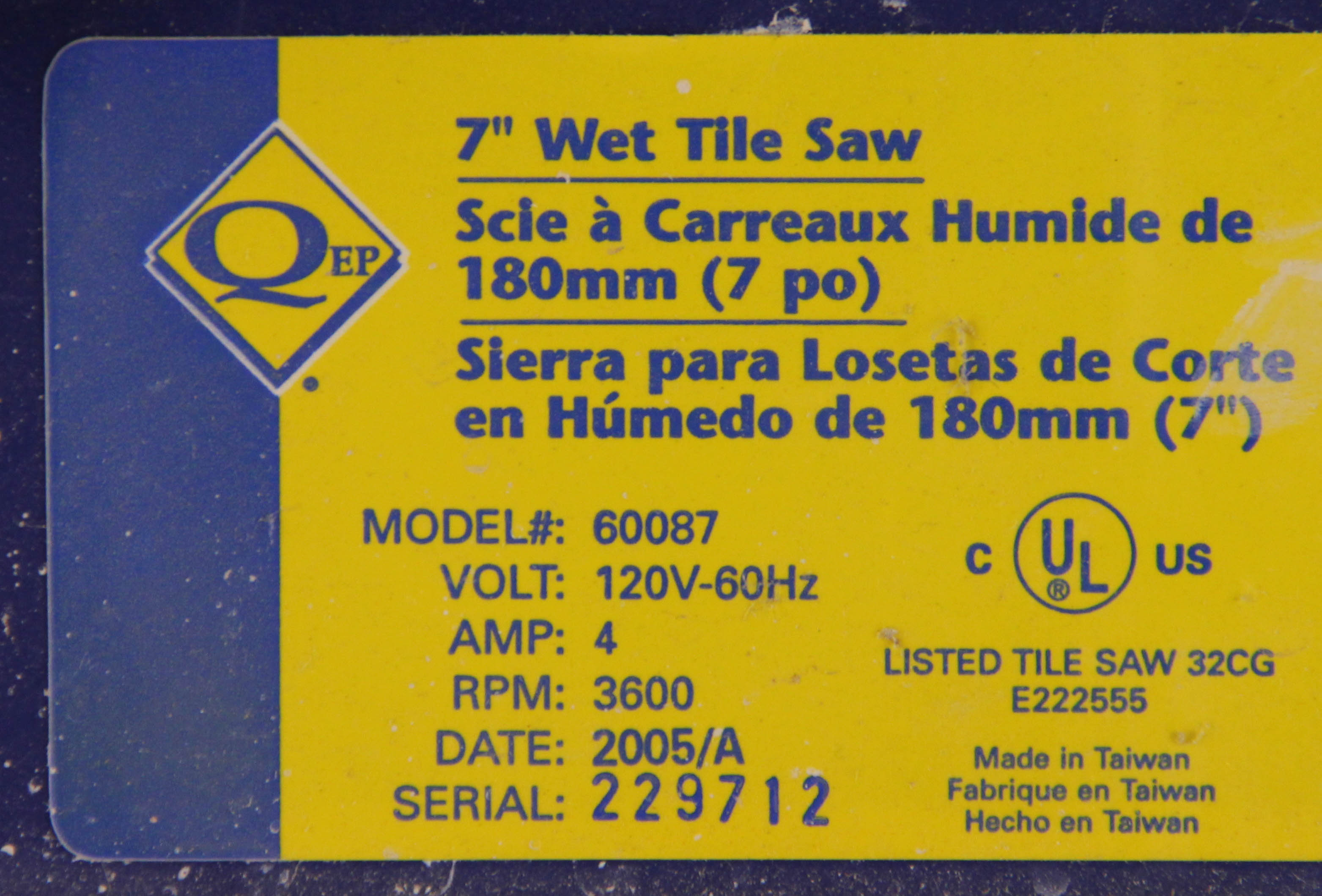 QEP Portable Wet Tile Saw