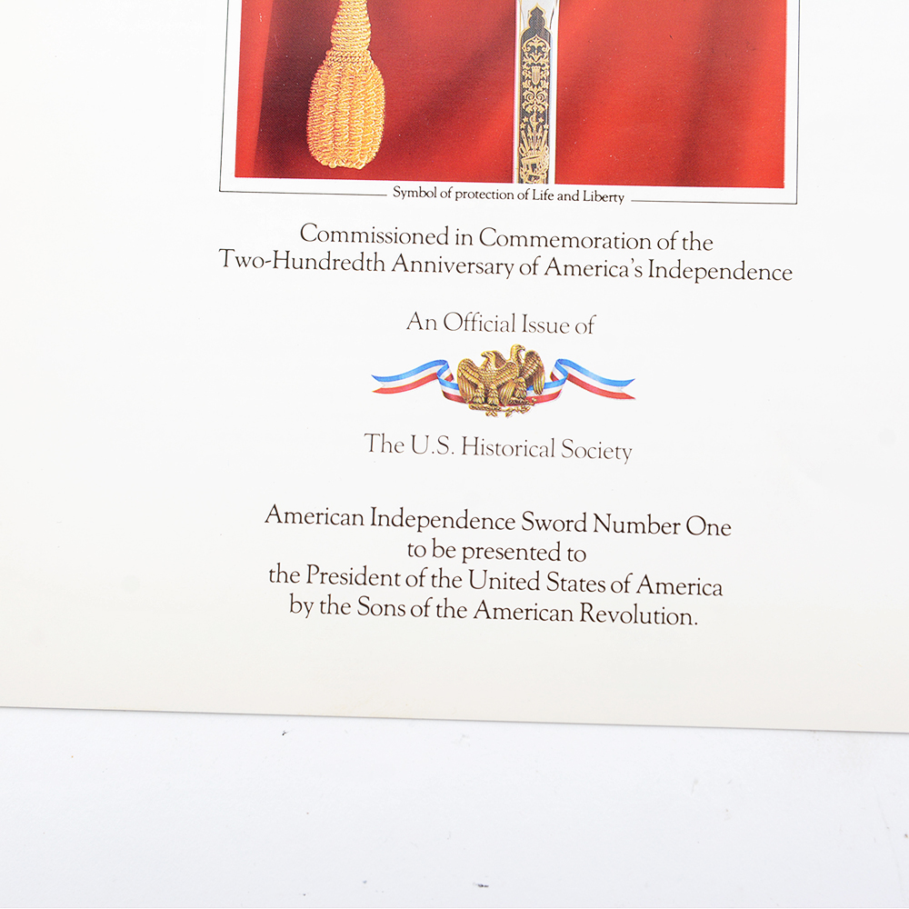 American Independence Sword With Sterling Silver, Diamond, and Sapphire Hilt