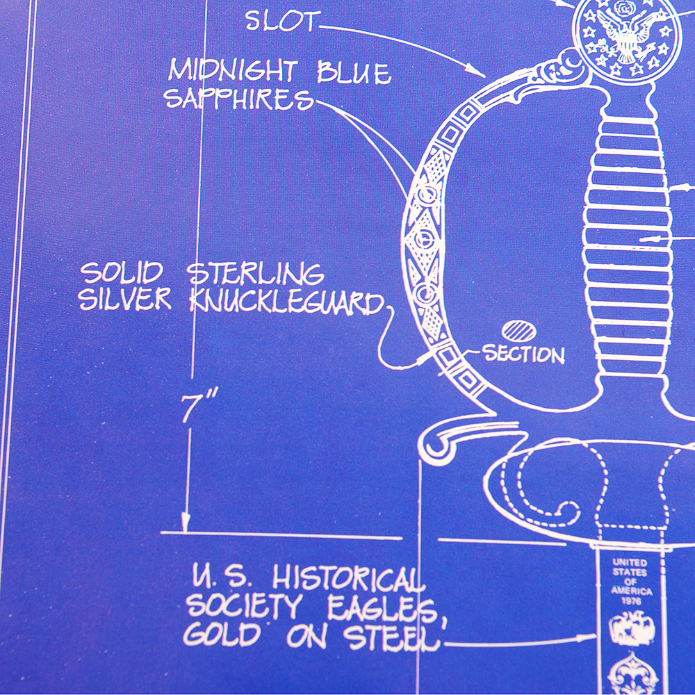 American Independence Sword With Sterling Silver, Diamond, and Sapphire Hilt