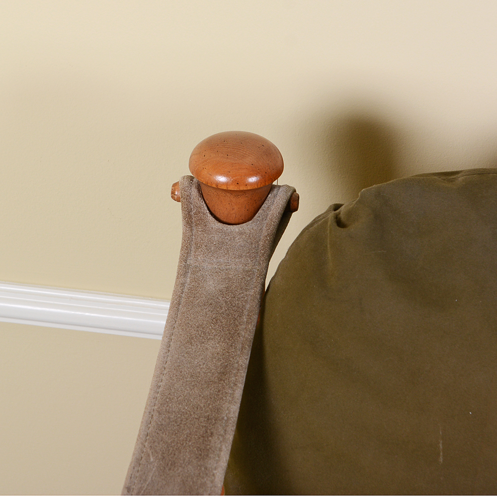 Mid Century Modern Walnut and Leather Safari Chair