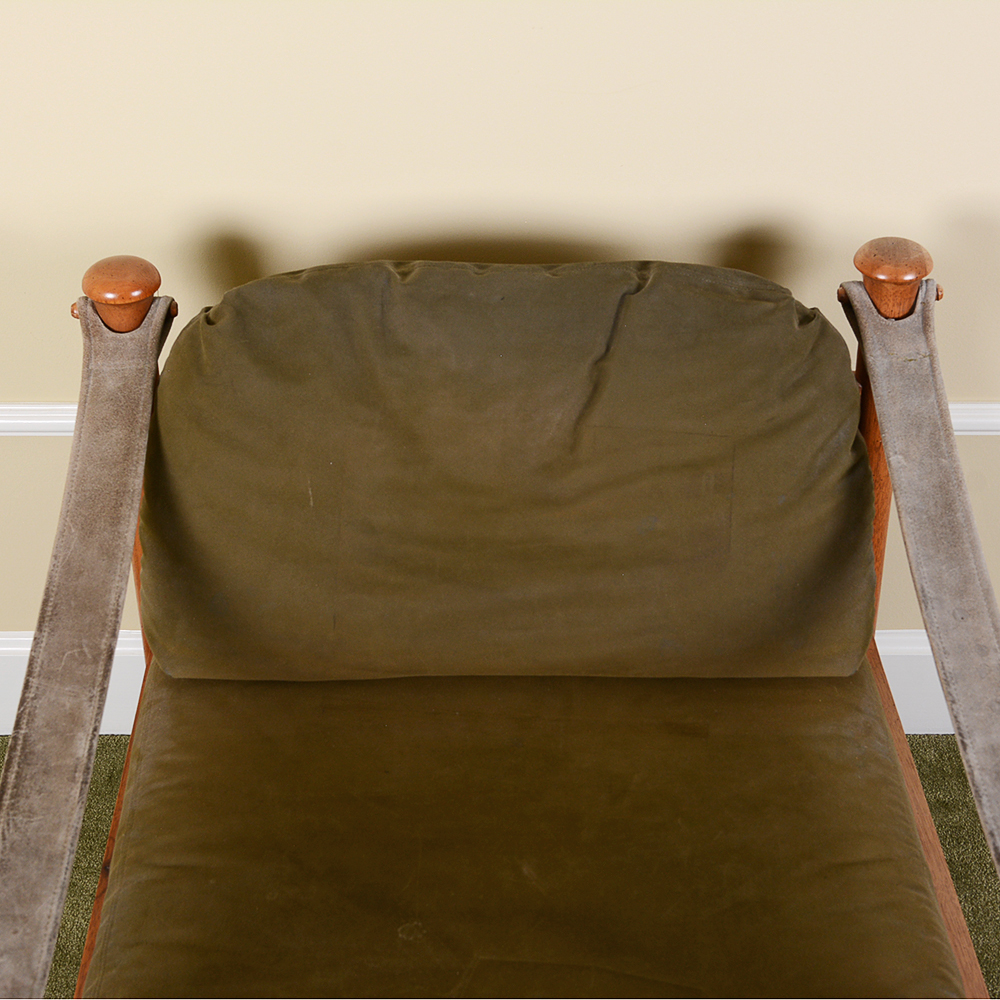 Mid Century Modern Walnut and Leather Safari Chair