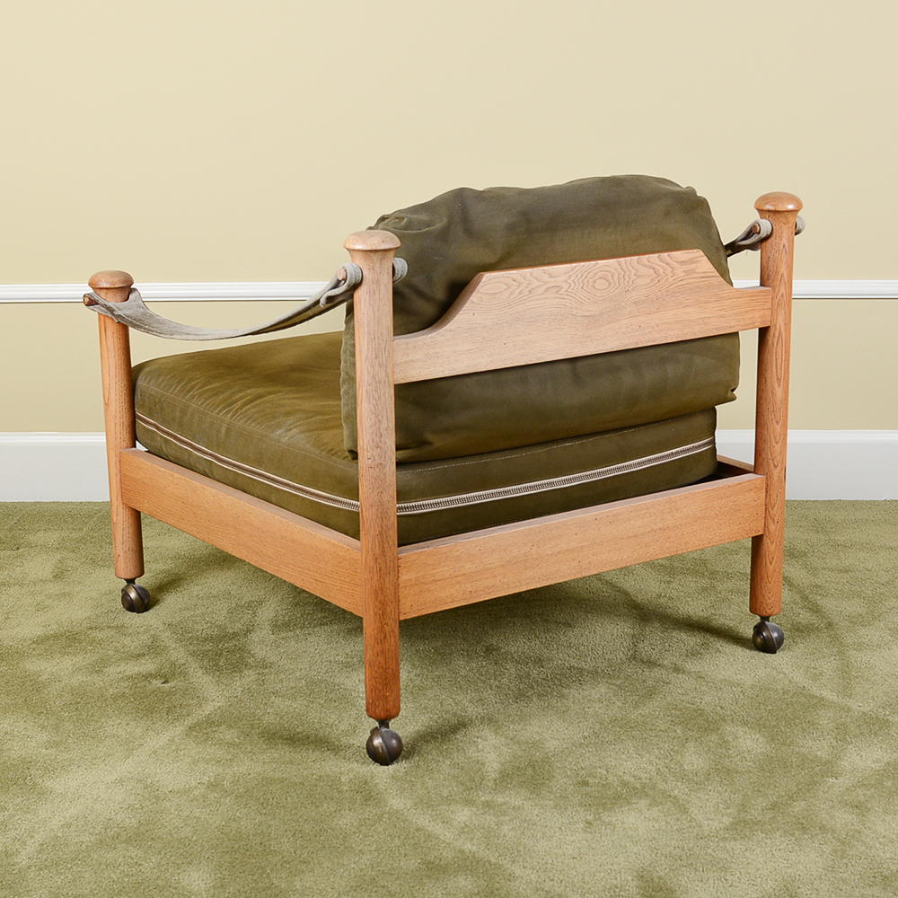 Mid Century Modern Walnut and Leather Safari Chair