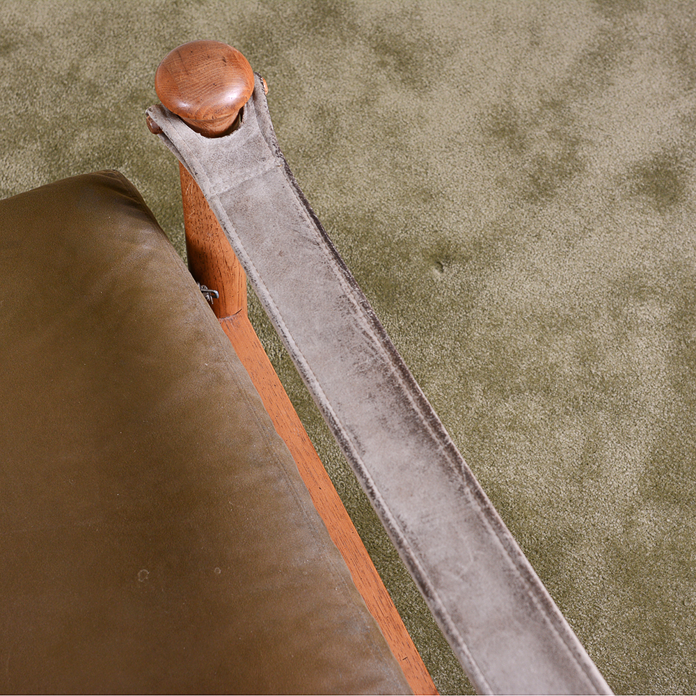 Mid Century Modern Walnut and Leather Safari Chair