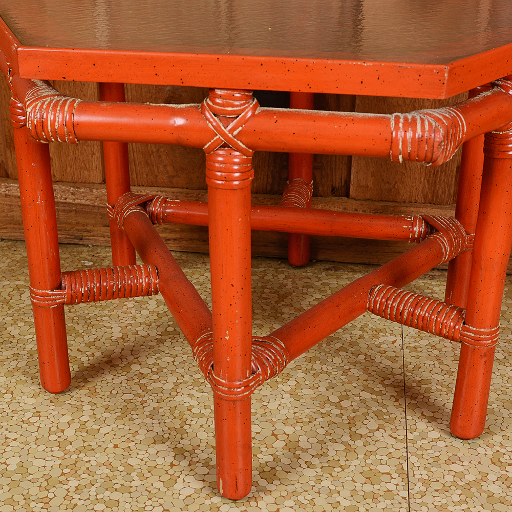 Vintage Three Piece Rattan Occasional Table