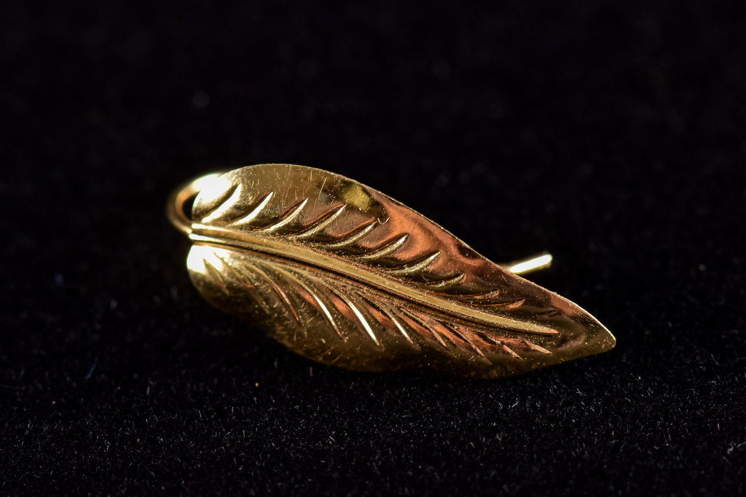 Pair of Gold Leaf-Shaped Earrings