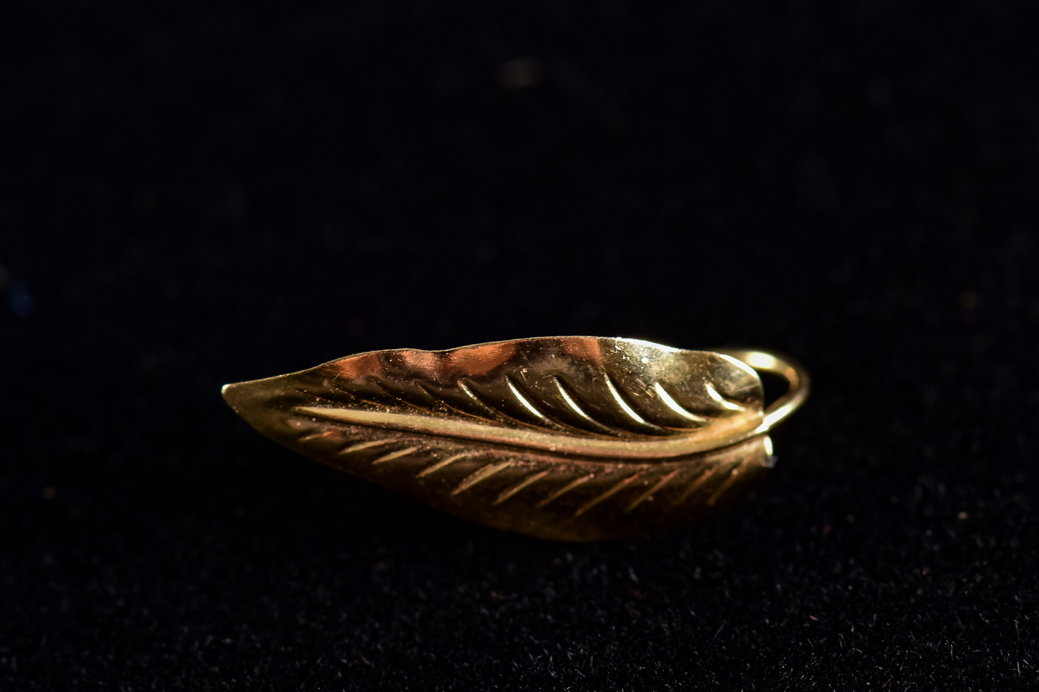 Pair of Gold Leaf-Shaped Earrings