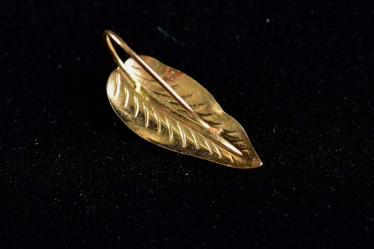Pair of Gold Leaf-Shaped Earrings