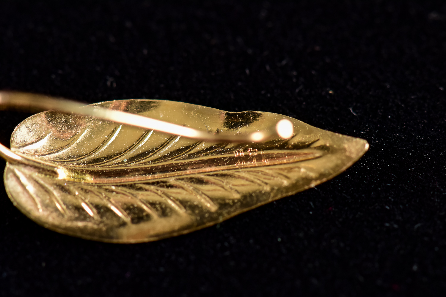 Pair of Gold Leaf-Shaped Earrings