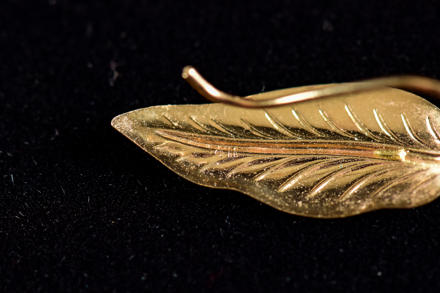 Pair of Gold Leaf-Shaped Earrings