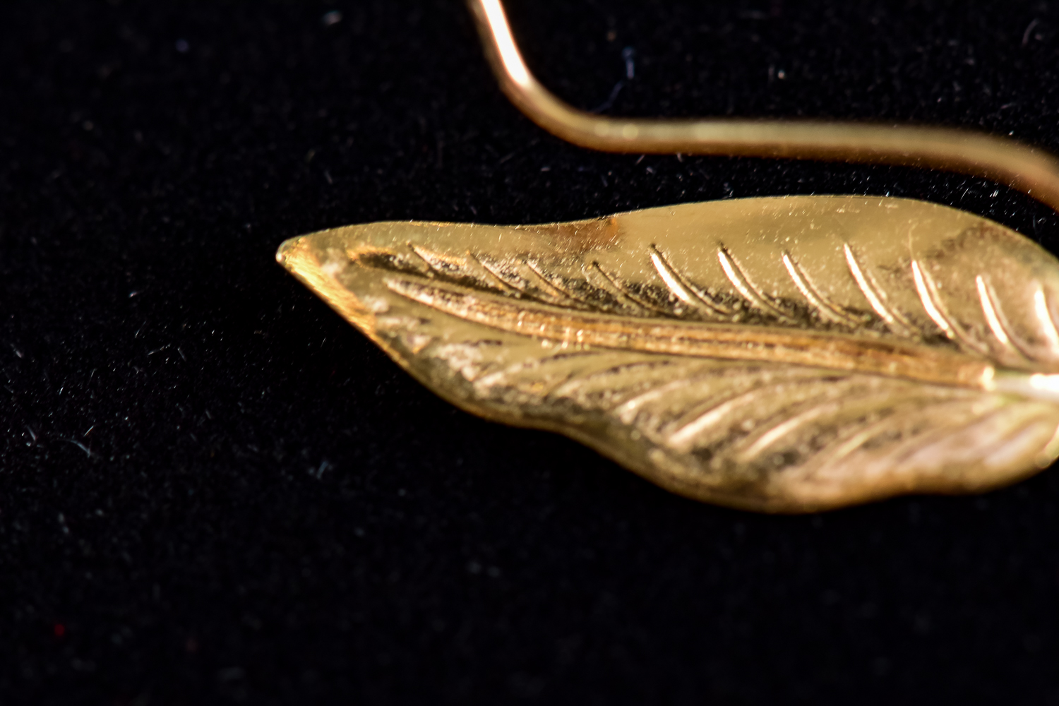 Pair of Gold Leaf-Shaped Earrings