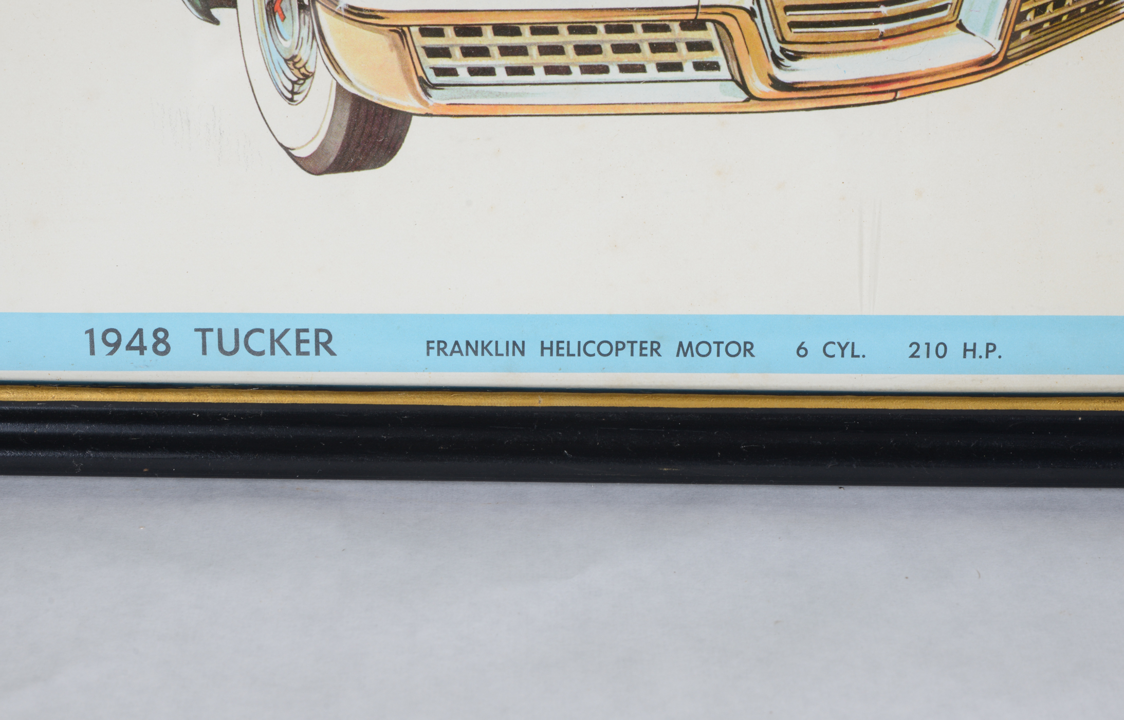 Vintage Framed Offset Lithograph After a Gale Hendrickson Car Illustration