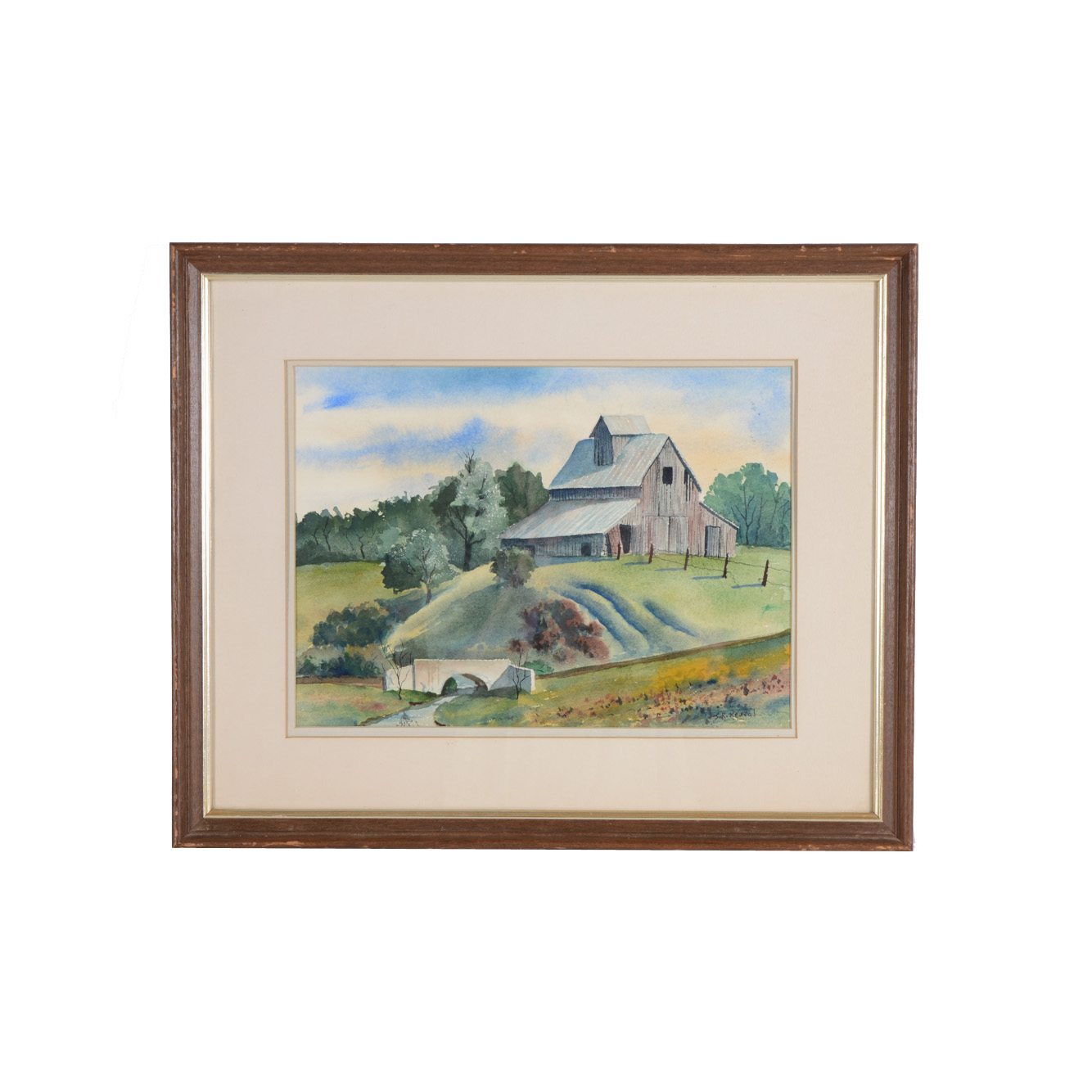 Signed, Original Watercolor Landscape by Indiana Artist J. Rodney Reveal