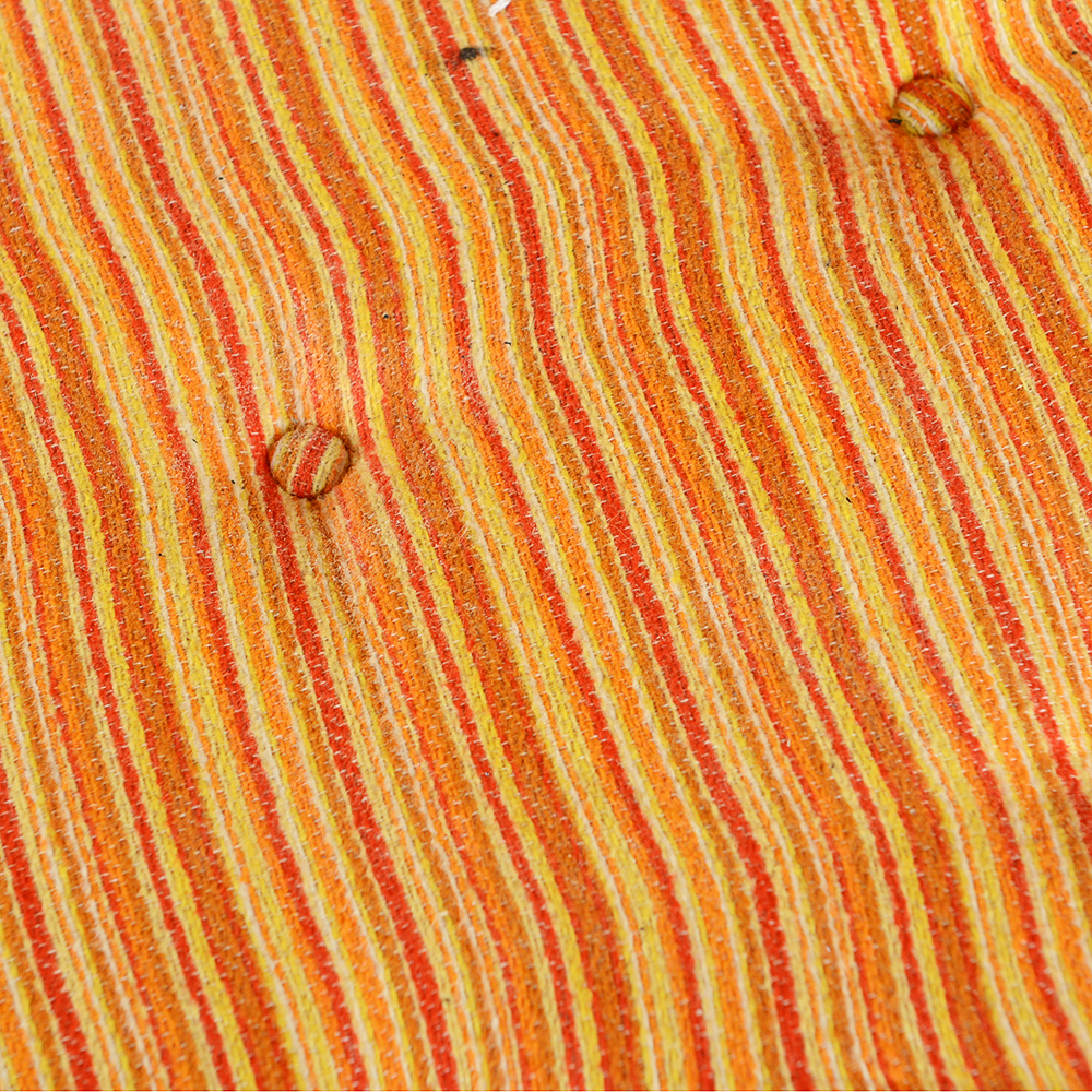 Round Orange Rattan Ottoman