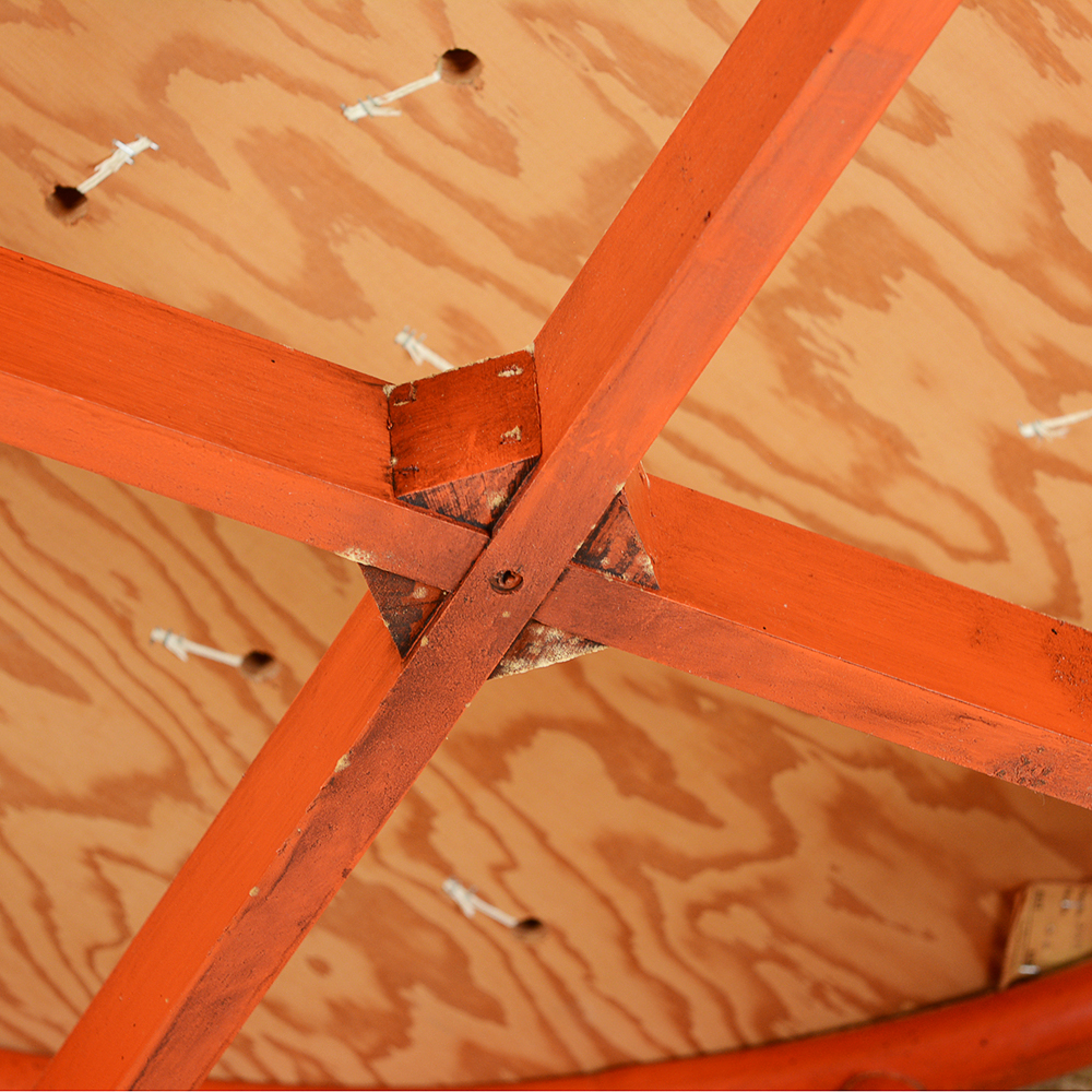 Round Orange Rattan Ottoman