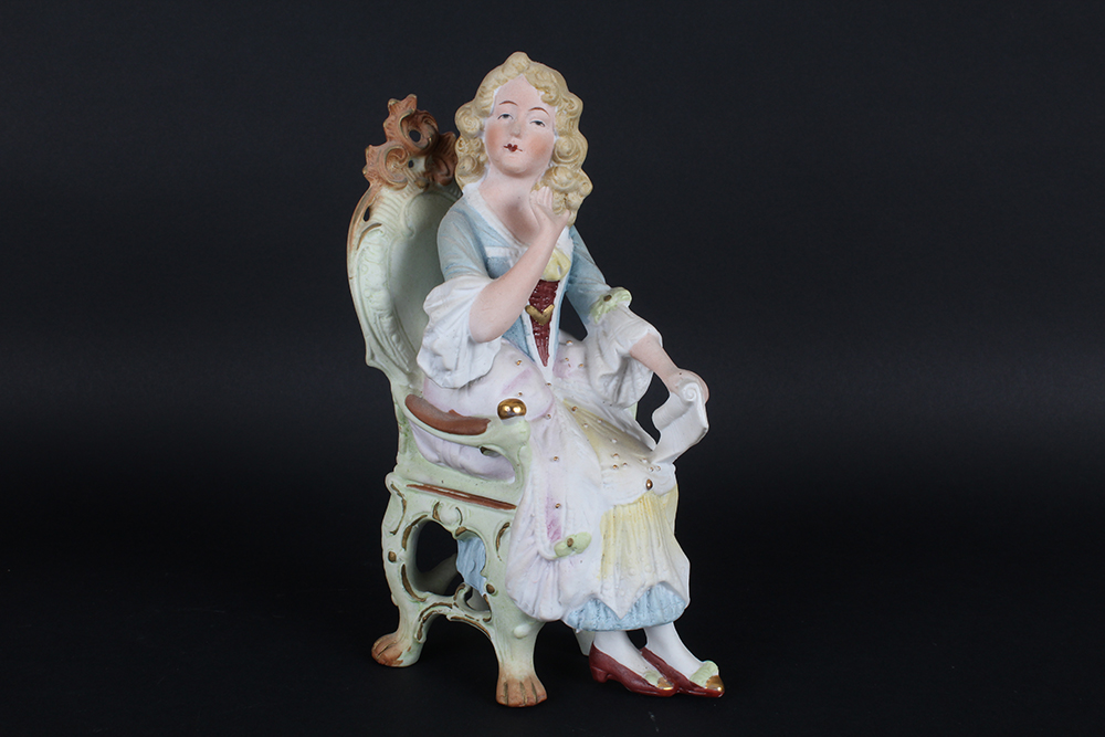 C. 1880 Unger, Schneider & Co. Porcelain Seated Couple Figurines