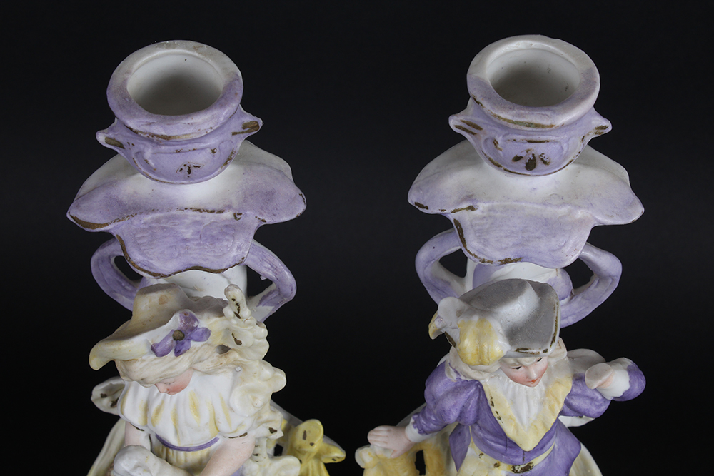 19th Century Unger, Schneider & Co German Porcelain Candlesticks