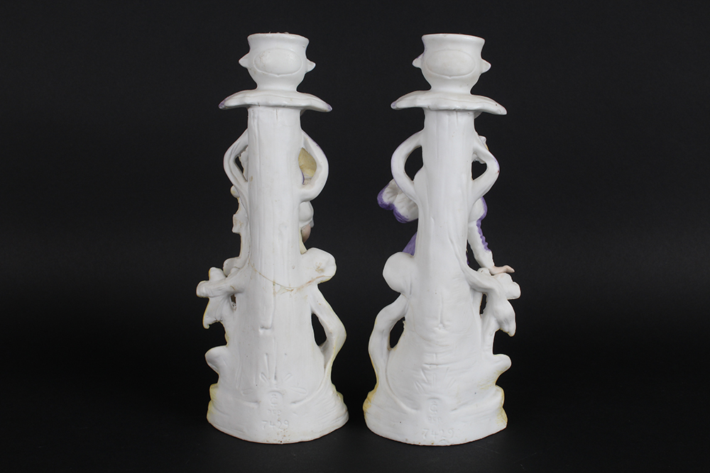 19th Century Unger, Schneider & Co German Porcelain Candlesticks