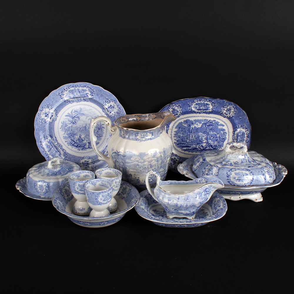 Ridgway Oriental Flow Blue China Servingware