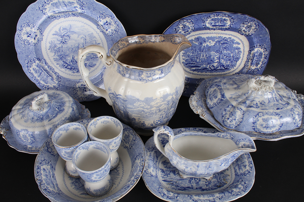 Ridgway Oriental Flow Blue China Servingware