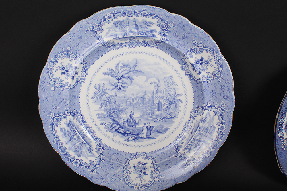 Ridgway Oriental Flow Blue China Servingware