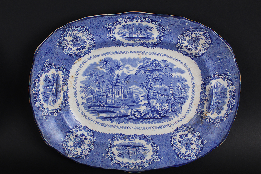 Ridgway Oriental Flow Blue China Servingware