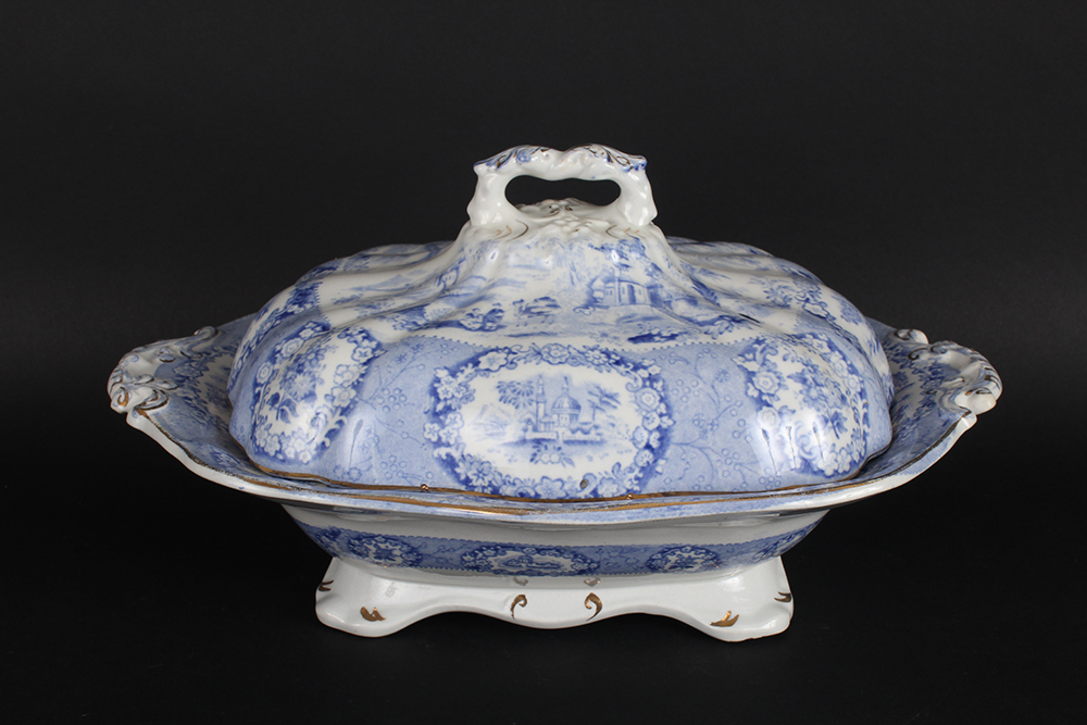 Ridgway Oriental Flow Blue China Servingware