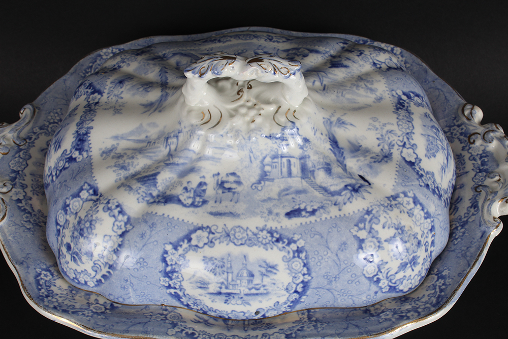 Ridgway Oriental Flow Blue China Servingware