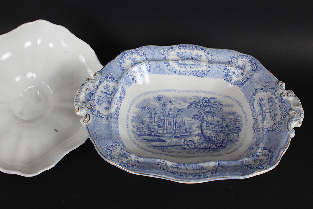 Ridgway Oriental Flow Blue China Servingware