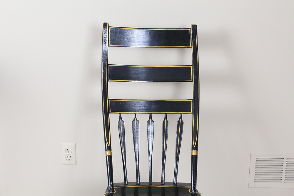 Antique Hitchcock Style Black Lacquered Rocking Chair