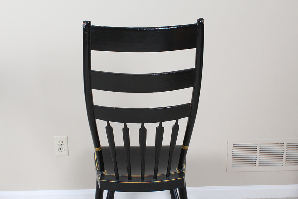Antique Hitchcock Style Black Lacquered Rocking Chair