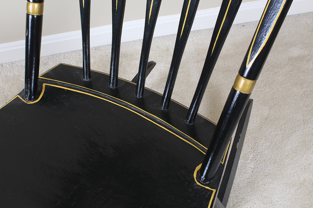 Antique Hitchcock Style Black Lacquered Rocking Chair