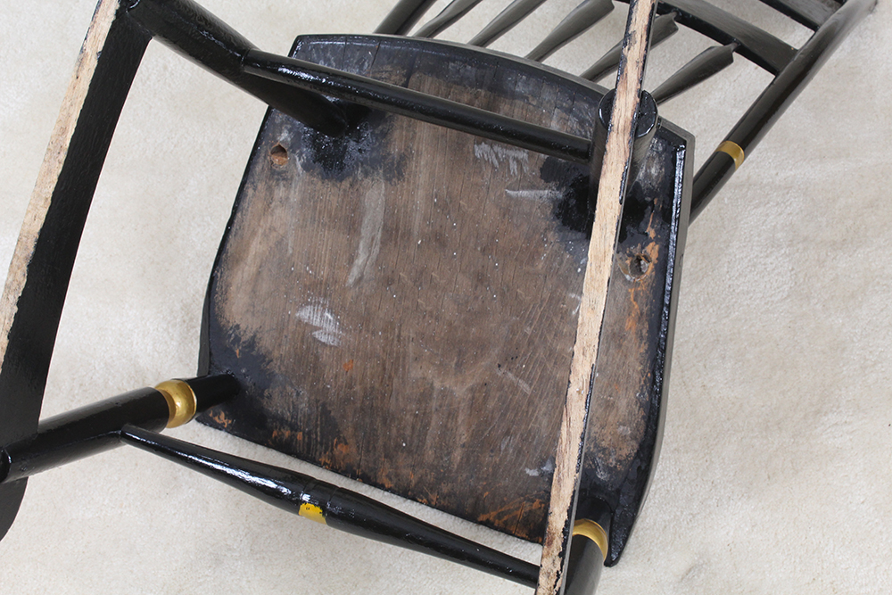 Antique Hitchcock Style Black Lacquered Rocking Chair